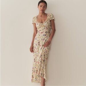 NEW DOEN Valerine Silk Blend Dress Windswept Blooms Cream Floral